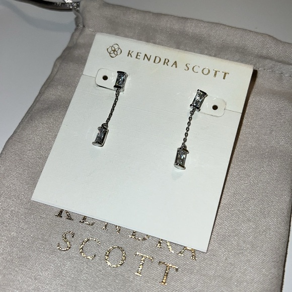 Kendra Scott Juliette Silver Drop Earrings in White Crystal - Picture 7 of 7